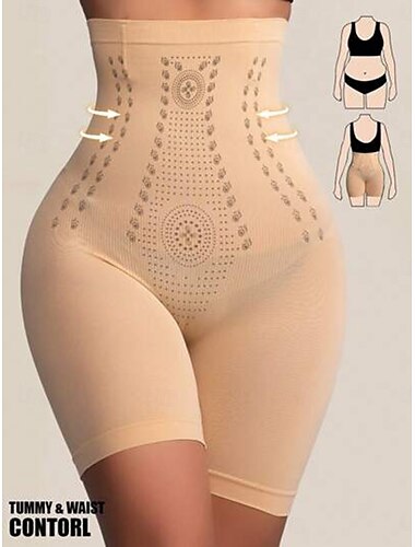  Damen Shapewear Formwäsche Kurz Hohe Taille Einfach Elastischer Bund Weich Bequem Hohe Elastizität Yoga Hautfarbe Grau Schwarz Braun Sommer Frühling Schmale Passform