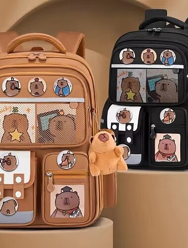  кавайные детские школьные сумки capybara для мальчиков большой емкости рюкзак для школы колледжа водонепроницаемый ученический школьный рюкзак сумка для книг