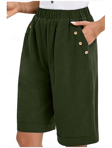  Damen Chinos Shorts Mode Basic Lässig Kurz Hohe Taille Einfach Tasche Kordelzug Komfort Außenbereich Mikroelastisch Urlaub Straße Täglich Grau Gelb Marinenblau Himmelblau Sommer Frühling Lässiger