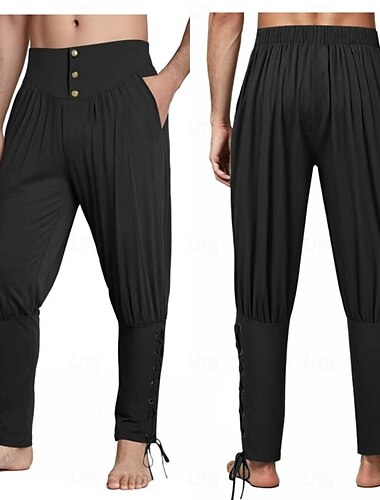  Mittelalterlich Renaissance Hose Piratenhose Ren Faire Pirat Ritter Wikinger Herren Halloween Maskerade Leistung Renaissance-Messe Erwachsene Hose Ganzjahres
