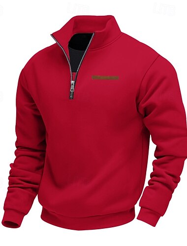  Herren Sweatshirt Viertelreißverschluss Sweatshirt Aprikose Schwarz Weiß Wein Rote Halber Reißverschluss Einfach Sport & Outdoor Täglich Ferien Polyester Streetwear Basic Lässig Frühling Herbst