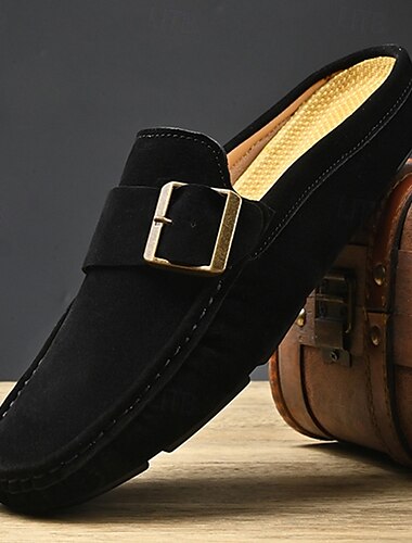  Herren-Mokassin-Loafer aus Kunstleder mit Schnallenriemen, leichte Slip-On-Fahrerschuhe für den Freizeitstil, Geschäftsreisen und den Alltag