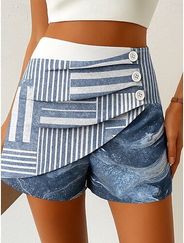  Femmes Chinos Shorts Élégant Vacances ancien Court Taille haute Graphique Rayé Abstrait Superposé Micro-Élastique Extérieur Rue Quotidien Noir Bleu Rouge Été Printemps