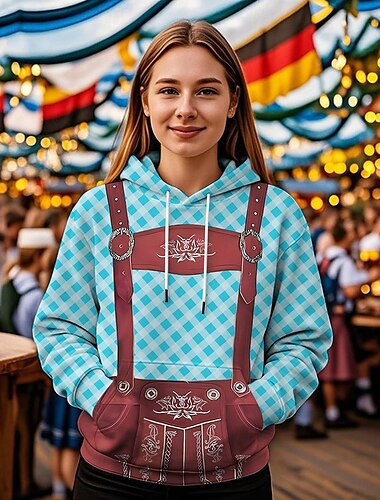  Cerveza Oktoberfest Sudadera Estampado Bolsillo delantero Gráfico Para Mujer Adulto Carnaval Cerveza Oktoberfest Impresión 3D Vacaciones Fiesta