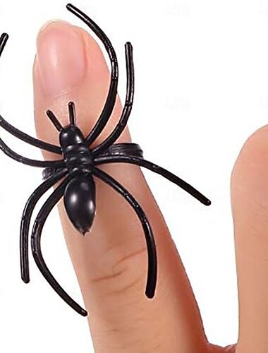  Lot de 20/50 bagues d'araignée d'Halloween, accessoire de costume d'araignée en plastique réaliste pour fête d'Halloween, bague d'araignée effrayante pour festival de fantômes