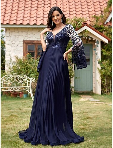  A-Linie Quinceanera Šaty Elegantní Šaty Formální Svatební Délka Po Podlahu Poloviční Rukáv V Krku Polyester s Rozparkem