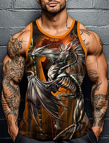  Herren Drache Weste Unterhemd Ärmellos T-Shirt 3D-Druck Rundhalsausschnitt Hemd Mode Übertrieben Straße Lässig Täglich Rote Blau Purpur Sommer Frühling Bekleidung S M L XL XXL XXXL
