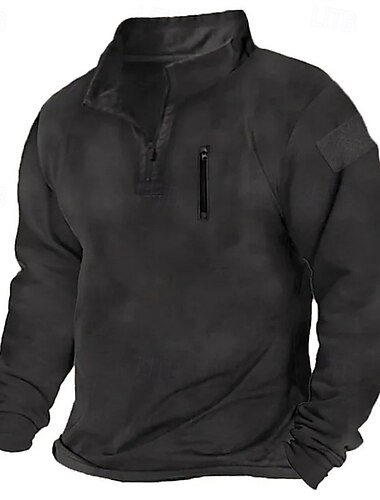  Herren Sweatshirt Viertelreißverschluss Sweatshirt Schwarz Armeegrün Marineblau Kamel Grau Halber Reißverschluss Einfach Sport & Outdoor Täglich Ferien Baumwolle Streetwear Basic Lässig Frühling