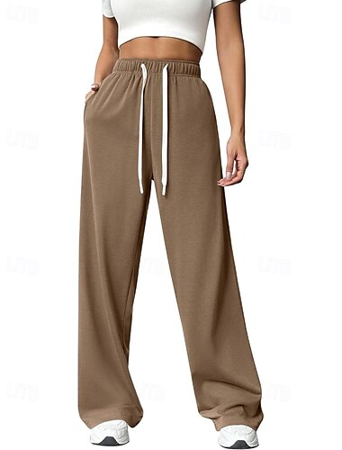  Dam Byxor Streetwear Ledigt Fullängd Naturlig Slät Ficka Elastisk dragsko-design Bekväm Utomhus Utomhus Semester Helgdag Mörkgrå Grå Svart Mörk Marin Höst Normal