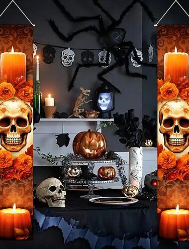  halloweeni legyező zászló sármány kültéri zászló kültérre halloween udvar kerítés függő kísérteties tök transzparens zászló asztal dekoráció őszi szoba dekoráció esztétika halloween születésnapi parti dekoráció