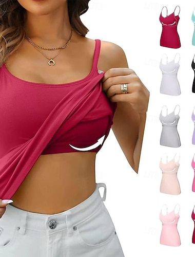  Femmes Débardeur caraco Couleur Unie Quotidien Occasionnel Sans manches Bretelle Hauts Réguliers Quotidien Noir Blanche Rose Claire Violet Fuchsia Été