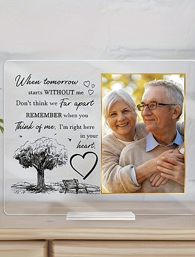  Personalisierte Gedenktafel mit Sockel, personalisiertes Beileidsgeschenk aus Acryl, Fotorahmen mit der Aufschrift „Ich vermisse dich“, „Ich bin immer bei dir“, Bilderrahmen