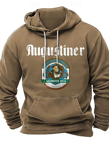  Herren Grafik Hoodie Langarm Sweatshirts Karneval Vintage Retro Festival Herbst-Winter Kollektion Schwarz Braun Dunkelblau Kleidung Designer Print Normal S M L Größen verfügbar