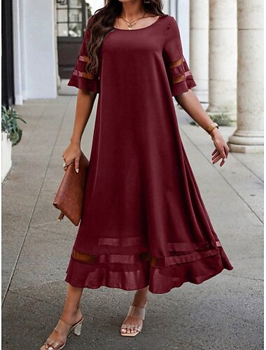  Damen Maxikleid Sommerkleid Lässig Täglich Normale Passform Grafik Halbarm V Ausschnitt Schwarz Gelb Rosa Wein Sommer
