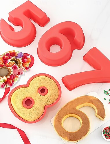  Moldes de silicona para tartas con números 3D (9 unidades), moldes digitales para hornear de silicona de 10 pulgadas, juego de moldes para tartas con números grandes del 0 al 8, moldes de silicona
