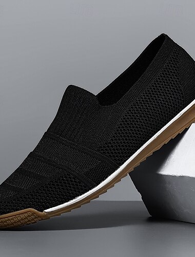  Herren-Slipper aus Strick, atmungsaktives Obermaterial aus Webstoff mit flexibler Gummisohle, bequem und leicht für Sommer, Strand und Autofahren