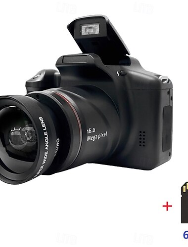  16-Megapixel-Digitalkamera mit 1080p, 16-fachem Zoom, digitaler Bildstabilisierung, inklusive 600-mAh-Akku, 2,4-Zoll-Heimvideokamera mit abnehmbarem Objektiv, maximal 128 GB