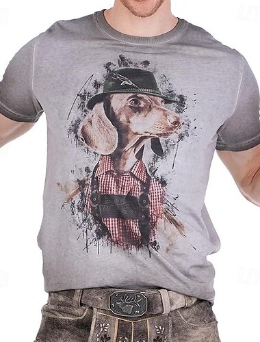  Oktoberfest Hund T-Shirt Bayerisch München Deutsch Grafik Für Herren Erwachsene Karneval Oktoberfestbier 3D-Druck Party Alltagstauglich