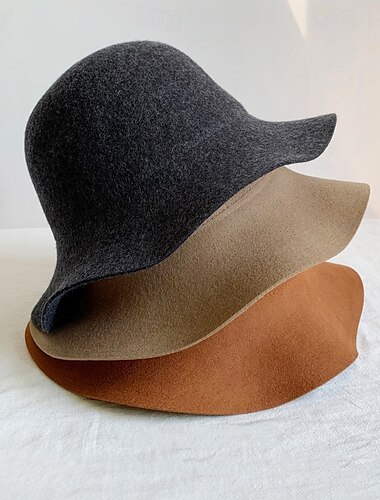  Sombreros de pescador para mujer, de punto de cachemira, cálidos, de otoño e invierno, de color sólido, plegables y salvajes.
