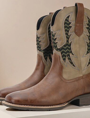  Herren-Westernstiefeletten in Hellbraun mit Chevron-Muster – Premium-Leder, stilvoll, perfekt für die Freizeit, Cowboy-Events und Outdoor-Abenteuer