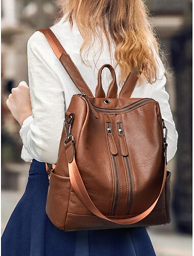  Wandelbare Rucksack-Geldbörse aus Kunstleder für Damen – multifunktionale, diebstahlsichere Umhängetasche mit Kopfhörerloch und Reißverschlusstasche für den Schulalltag, Freizeitreisen und die Arbeit