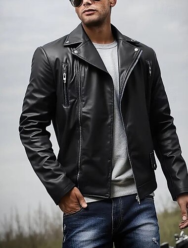  Ανδρικά Jeci Piele Μπουφάν Biker Μπουφάν μοτοσικλέτας Διακοπές Καθημερινά Αντιανεμικό Διατηρείτε Ζεστό Τσέπη Φθινόπωρο Χειμώνας Σκέτο Μοντέρνα Κλασσικό Πέτο Κανονικό Μαύρο Κρασί Μπλε Ρουά Καφέ Σακάκια
