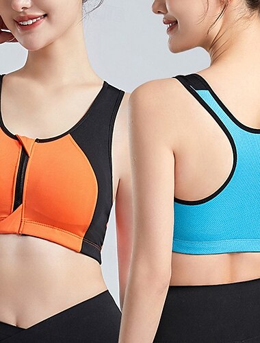  Per donna Reggiseno da yoga Reggiseno sportivo Reggiseno Pilates Top reggiseno Sostegno e protezioni Senza cuciture Anti-vibrazione Senza fili Blocco di colori Sport Abbigliamento sportivo Nero Rosa