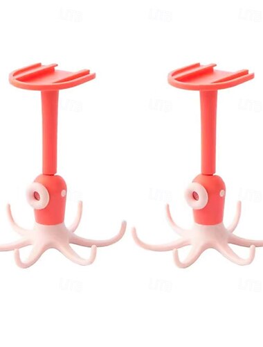  2er-Pack 360° drehbare Oktopus-Haken, Wandmontage ohne Bohren &An der Decke montiertes Küchenregal, selbstklebender Hängeorganizer für Utensilien & Werkzeuge