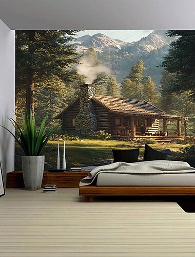  Casas rurales de montaña, paisajes de cascadas, tapices colgantes, arte mural, tapices a gran escala, decoración mural, fotos, fondos, cortinas, muebles para el hogar, dormitorios, salas de estar,