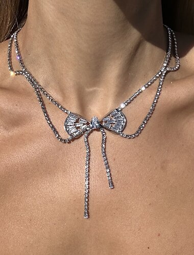  Collares con colgantes Brillantes Mujer Moda Artístico Borla Borlas Lazo Boda Irregular Gargantillas Para Boda Fiesta Diario