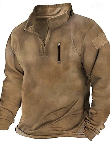  Hombre Sudadera Sudadera con un cuarto de cremallera Negro Verde Ejército Azul Marino Color Camello Gris Media cremallera Plano Deporte Diario Festivos Algodón Ropa de calle Básico Casual Primavera