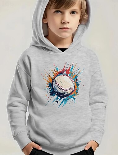  Pojkar 3D Grafisk Huvtröja Långärmad Vår Höst Mode Streetwear Barn 4-12 år Huva Utomhus Ledigt Dagligen Normal