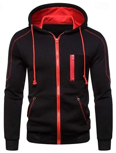  Herren Kapuzensweatshirt Fleece Kapuzensweatshirt Taktischer Kapuzensweatshirt Taktisch Schwarz Rote Marineblau Grau Mit Kapuze Einfach Reißverschluss Fronttasche Sport & Outdoor Lässig Täglich