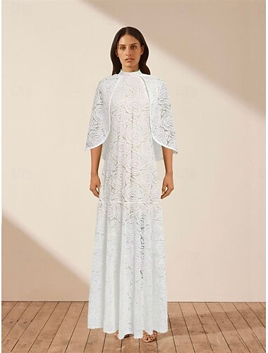  Meerjungfrauenschnitt Abendkleid Elegant Kleid Formell Hochzeit Bodenlang Kurzarm Hoher Ausschnitt Spitze mit Schal 2025