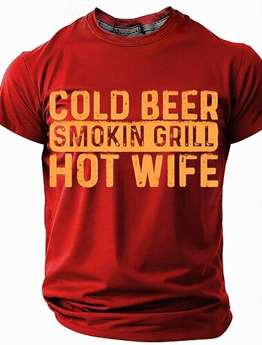 男性用 面白いスラング Tシャツ 半袖 Tシャツ 3Dプリント クルーネック シャツ ファッション 日常 ベーシック ストリート カジュアル 日常 ブラック ルビーレッド ブルー 夏 春 衣類 S M L XL XXL XXXL