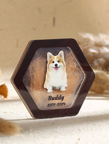  Personalisiertes Tierhaar-Erinnerungsgeschenk, personalisierter Name des Haustierfotos, Erinnerungsornament zum Halten des Fells, Beileidsgeschenk für den Verlust von Hund und Katze, ewige Erinnerung