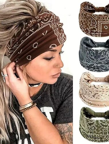  4er-Pack Yoga-Stirnbänder für Damen, schweißabsorbierende elastische Sport-Haarbänder, dehnbare Workout-Kopfwickel für den europäischen und amerikanischen Stil