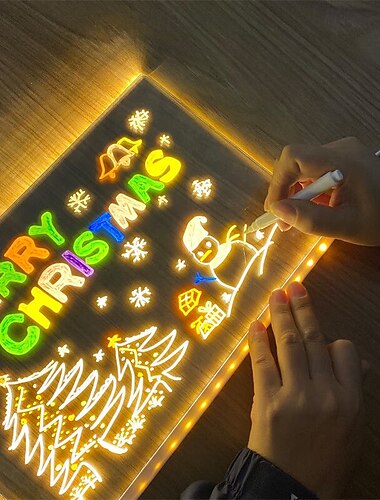  Lavagna a LED con colori, lavagna luminosa in acrilico, lavagna cancellabile a secco con supporto robusto, lavagna per appunti con luce interattiva, lavagna bianca per la generazione di idee