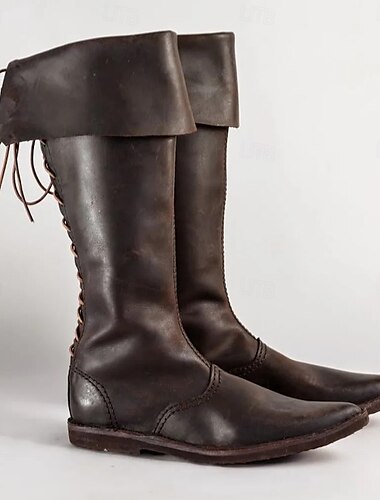  Gotisch Mittelalterlich Renaissance Schuhe Stiefel Kniehohe Stiefel Ren Faire Pirat Wikinger Kreuzritter Herren Keltisch Seeräuber Halloween Maskerade Party & Abend LARP Renaissance-Messe Erwachsene