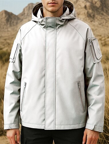  Herren Outdoorjacke Wanderjacke Regenmantel Außen Wasserdicht Winddicht Schnelltrocknend Leicht Wanderoutfits Wanderbekleidung Frühling Herbst Jacke Tennis Golfspiel Laufen Einfarbig Schwarz Weiß Grün