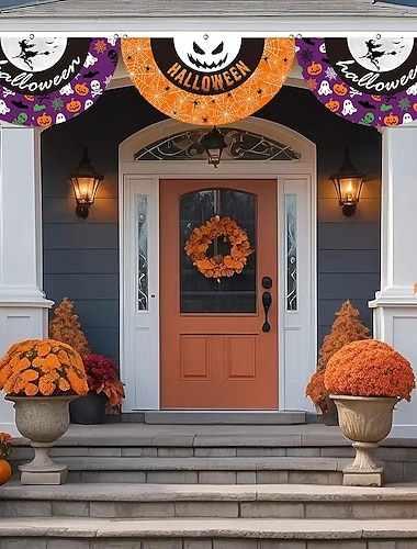 Halloween Fan Flag Bunting Outdoor Flag for Outdoor Halloween Yard Fence Hanging Spooky Pumpkin Banner Flag Table Decor Fall Room Decor Aesthetic Halloween Birthday Party Decor   Halloween Fan Flag Bunting Outdoor Flag for Outdoor Halloween Yard Fence Hanging Spooky Pumpkin Banner Flag Table Decor Fall Room Decor Aesthetic Halloween Birthday Party Decor