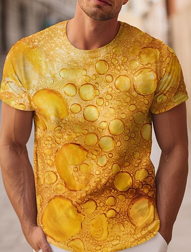  Oktoberfest Herren Bier T Shirt Kurzarm T-Shirt 3D-Druck Rundhalsausschnitt Hemd Übertrieben Designer Party Straße Lässig Weiß 1 Gelb Weiß 2 Sommer Frühling Bekleidung S M L XL XXL XXXL