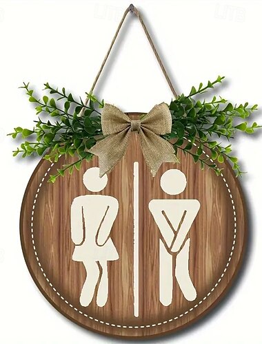  Houten badkamer gender deurbord, rustieke toilet muurplaat, boerderij toilet decoratie voor thuis of zakelijk gebruik