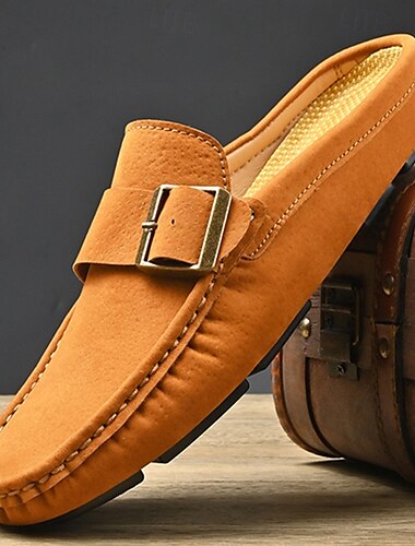  Mocassins en similicuir à boucle pour hommes, chaussures de conduite légères à enfiler pour un style décontracté, les voyages d'affaires et le quotidien