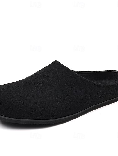  Khakifarbene Pantoletten-Loafer für Herren ohne Fersenriemen – minimalistische, bequeme Slipper aus weichem Wildlederimitat zum Faulenzen im Haus, für gelegentliche Besorgungen und zum Entspannen im Sommer