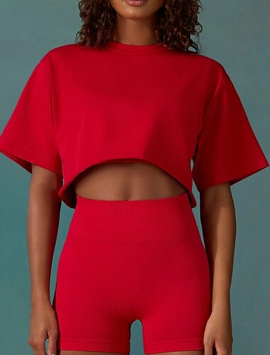  Mujer Parte superior de la pista Camiseta para correr Top deportivo Corto Manga Corta Camiseta Ropa Deportiva Absorbe la humedad Tenis Golf Corriendo Ropa de deporte Ropa de Deporte Albaricoque Rojo