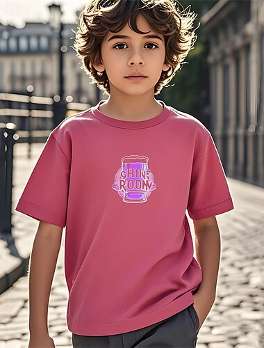  Jungen 3D Grafik T-Shirt Kurzarm Sommer Frühling Mode Basic Kinder 4-12 Jahre Rundhalsausschnitt Outdoor Lässig Täglich Normale Passform