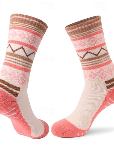  1 par de calcetines de lana merino para mujer, calcetines de senderismo, calcetines deportivos, térmicos, cálidos, transpirables, antiampollas, que absorben el sudor, para exteriores, de media caña, de lana de retazos, rosa, azul cielo, morado para correr