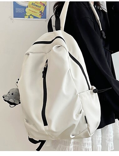  Herren Damen Kinder Rucksack Schulranzen Schule Nylon Verstellbar Großes Fassungsvermögen Leicht Reißverschluss Schwarz Weiß Rote