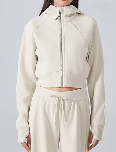  Damen Sportjacke Warm Reißverschluss Langarm Sport Einfarbig Jacke Für Pilates Laufen Yoga Sportkleidung